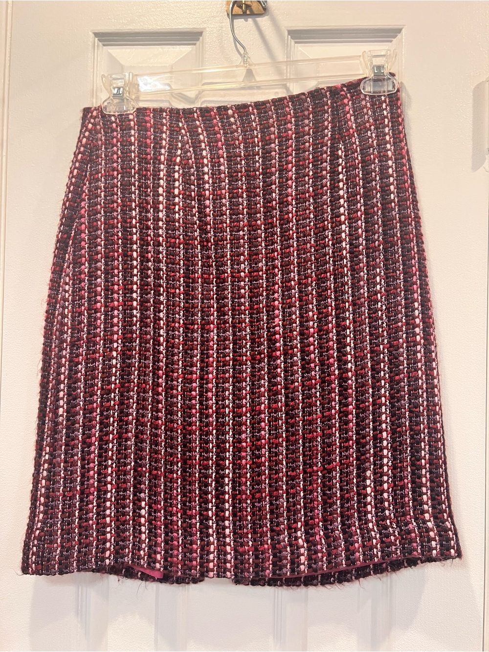 Vintage Fieldgear Pink Red Purple Tweed Pencil Skirt Woven Mini Size 8